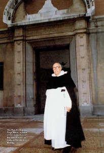 The Rev. Fr. Antonio Royo Marin in from of the main door of the Basilica of Our Lady of Atocha in Madrid, Spain.
